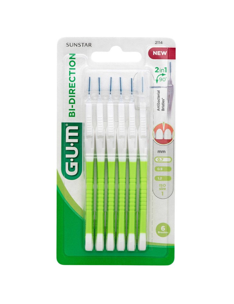 GUM Bi-Direction 2114 Cepillo Interdental Small 0,7 mm 6 unidades
