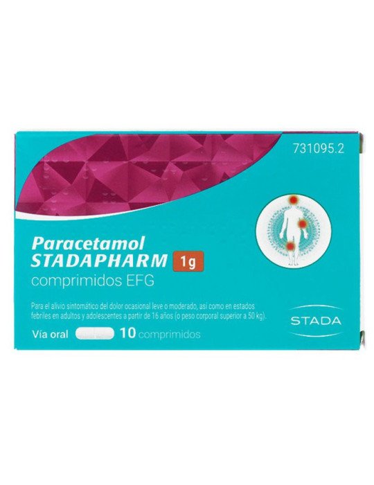 Paracetamol Stadapharm 1 g Comprimidos EFG, 10 Comprimidos