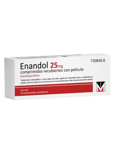 Enandol 25 mg Comprimidos Recubiertos con Pelicula, 10 Comprimidos (Pvc/Al)