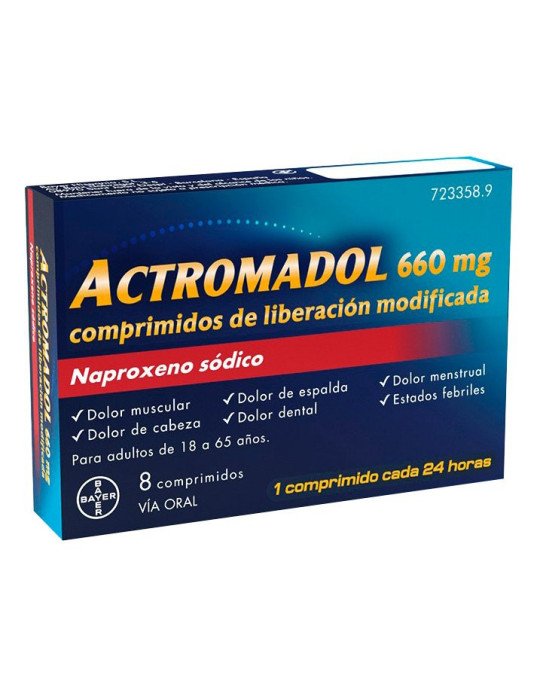 Actromadol 660 mg Comprimidos de Liberación Modificada 8 Comprimidos