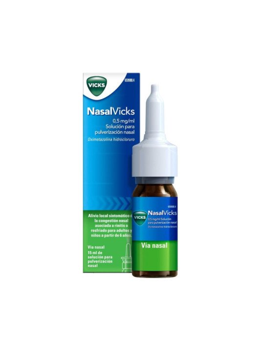 Nasalvicks 0,5 mg/ml Solucion para Pulverización Nasal, 1 Envase Pulverizador de 15 ml