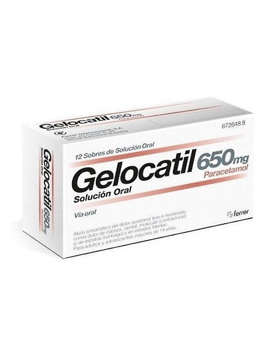 Gelocatil 650 mg Solucion Oral, 12 Sobres
