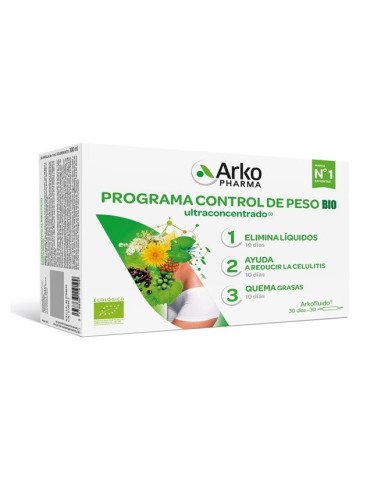 Arkofluido Programa Control de Peso BIO 30 ampollas de Arkopharma