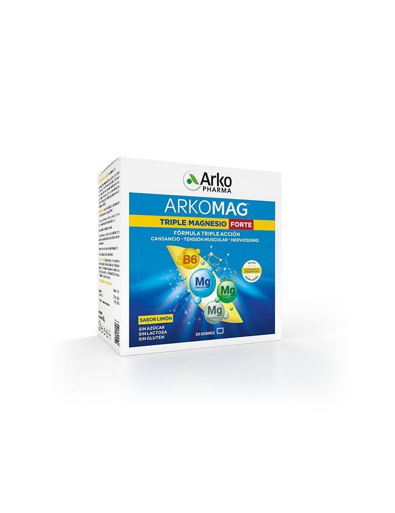 Arkomag Triple Magnesio Forte 20 sobres sabor limón de Arkopharma
