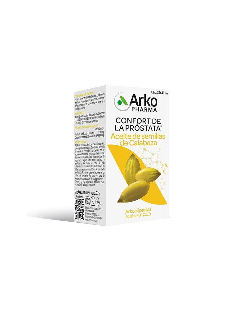 Arkocápsulas Aceite de Semillas de Calabaza 50 cápsulas de Arkopharma