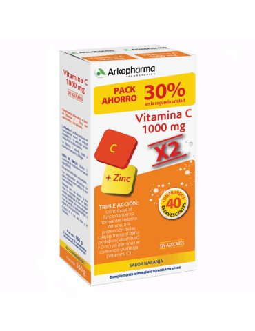 Arkovital Vitamina C 1000 mg Pack 2 x 20 Comprimidos Efervescentes